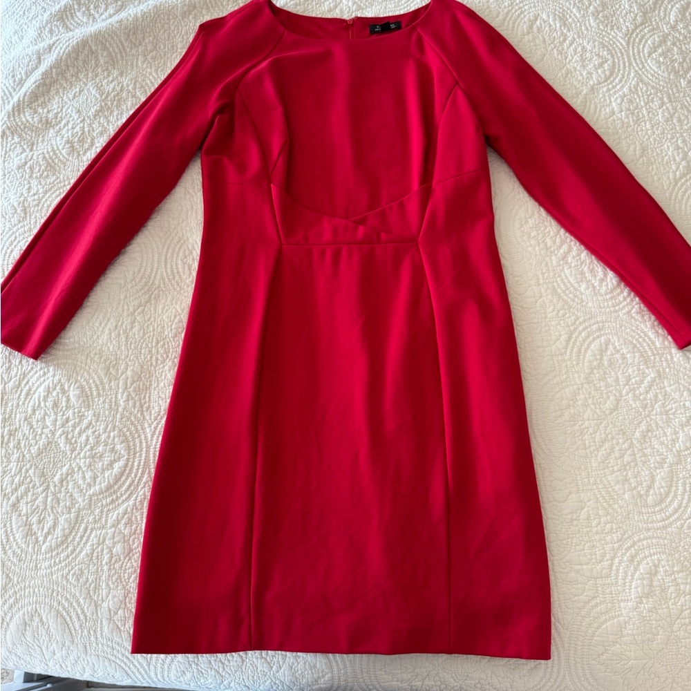 Elegant Long Sleeved Red Women's Dress